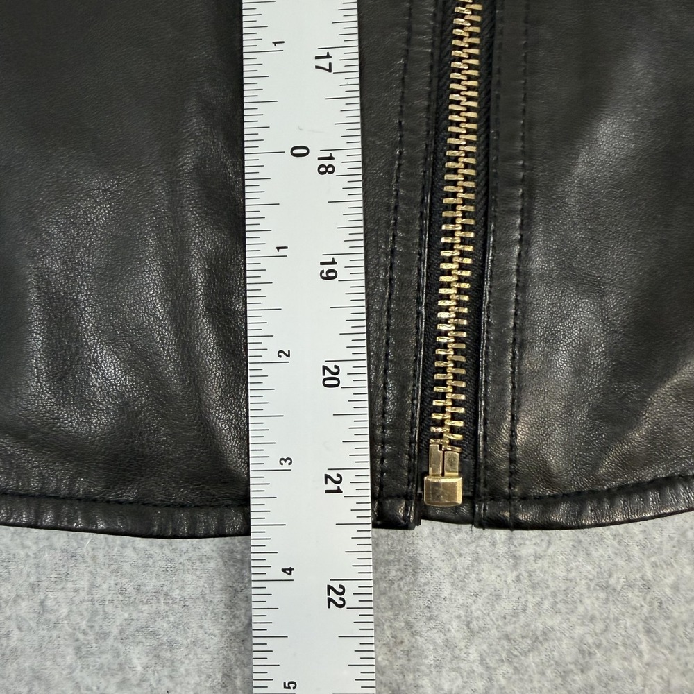 All Saints Vela Biker Leather Jacket Womens 6 Black Moto Zip Outdoors - Picture 2 of 8